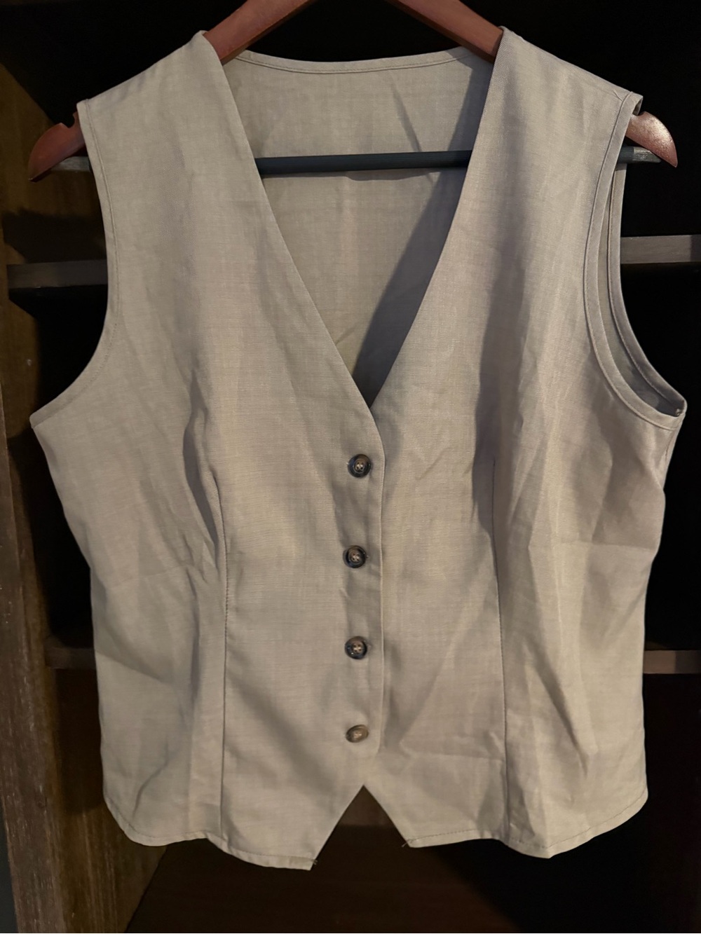 SHEIN Light Gray Sleeveless V-Neck Button Front Vest
